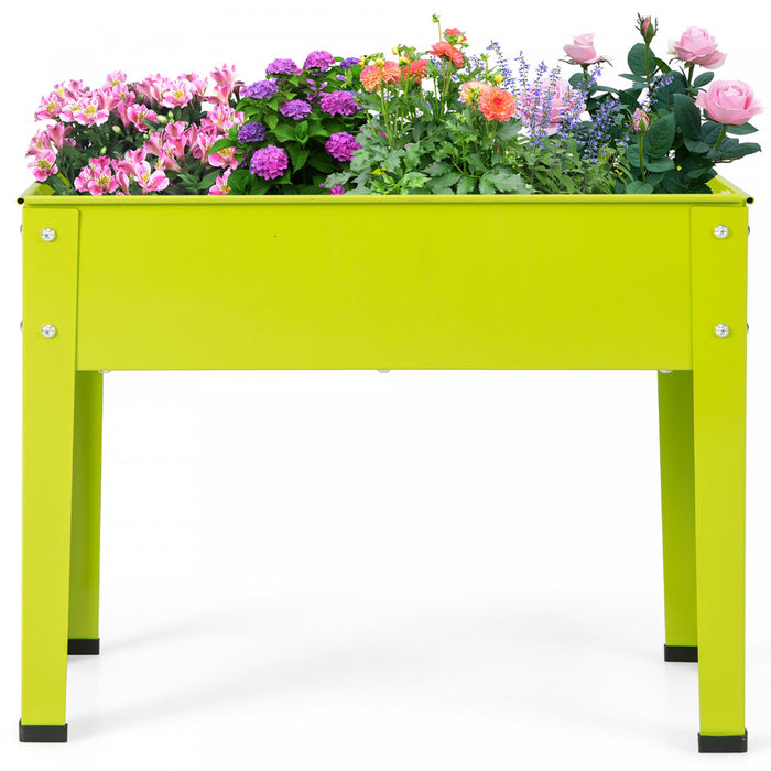 Costway 24\" Lit De Jardin Eleve Avec Les Jambes Boite De Planteur En Metal Elevee Trou De Drainage Cour Arriere Vert