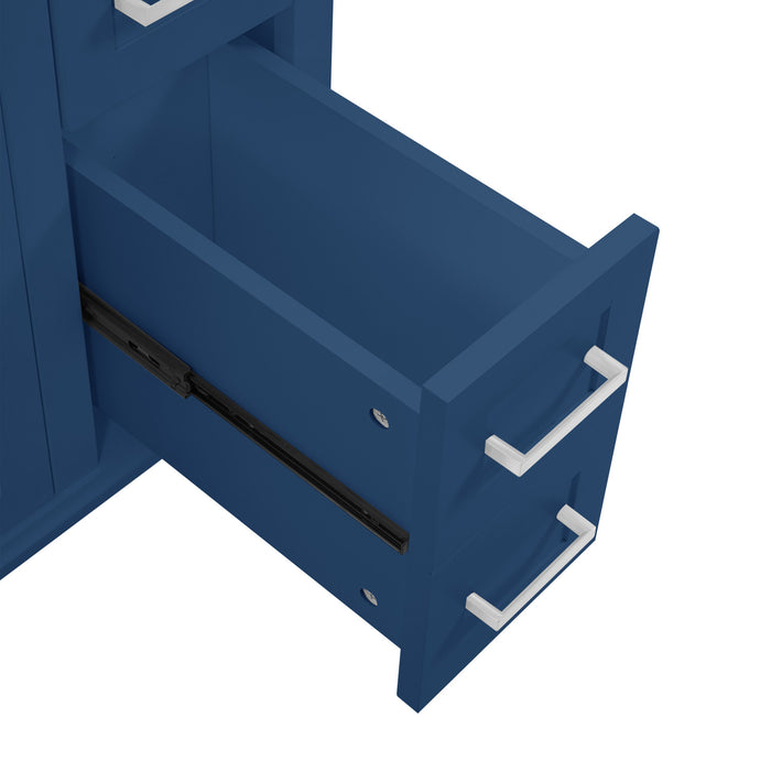 Savannah Meuble de salle de bain 30 pouces avec vasque en ceramique et armoire de rangement spacieux, Bleu marine