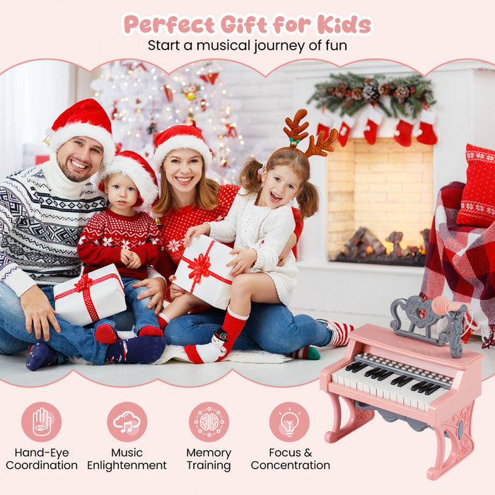 Costway Mini Clavier Piano pour Enfants 25 Touches, Hauteur 13 po, Piano Electrique avec Pupitre et Microphone