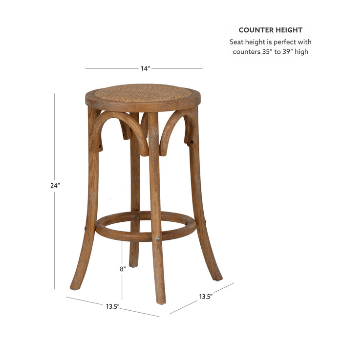 Tabouret Rae de hauteur comptoir en rotin et sans dossier - naturel