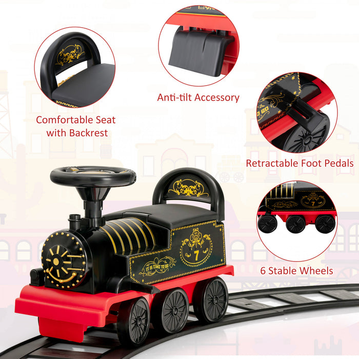 Jouet De Train Motorise Electrique 6v Pour Enfants Sur Train Avec Piste Et 6 Roues Noires