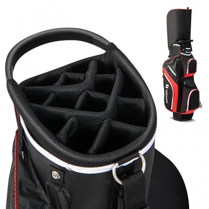 Sac De Chariot De Golf Leger Costway Avec 14 Diviseurs Superieurs De Maniere 9 Poches Sac De Refroidissement De Capuchon De Pluie