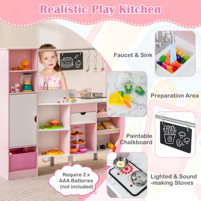 Cuisine Et Marche Pour Enfants 2 En 1 Avec Lumiere Et Son Realistes, 82 Accessoires Inclus