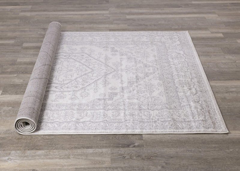 Tapis Fallon blanc gris elegant delave traditionnel, 5'3\" x 7'7\"