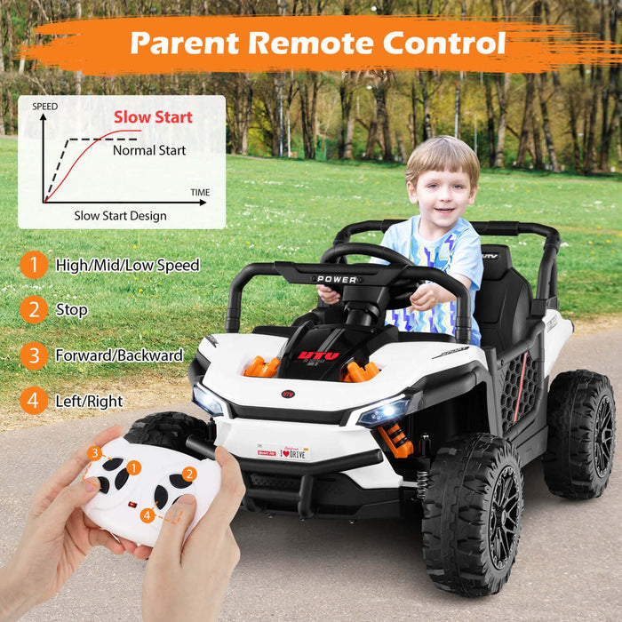 Costway 12v Kids Ride Sur Camion Avec Telecommande Parentale 3 Vitesses Et Fonction Avant Inverse Blanc