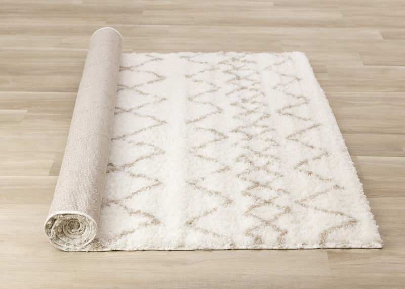 Tapis Taylor creme en treillis marron, 6'7\" x 9'6\"
