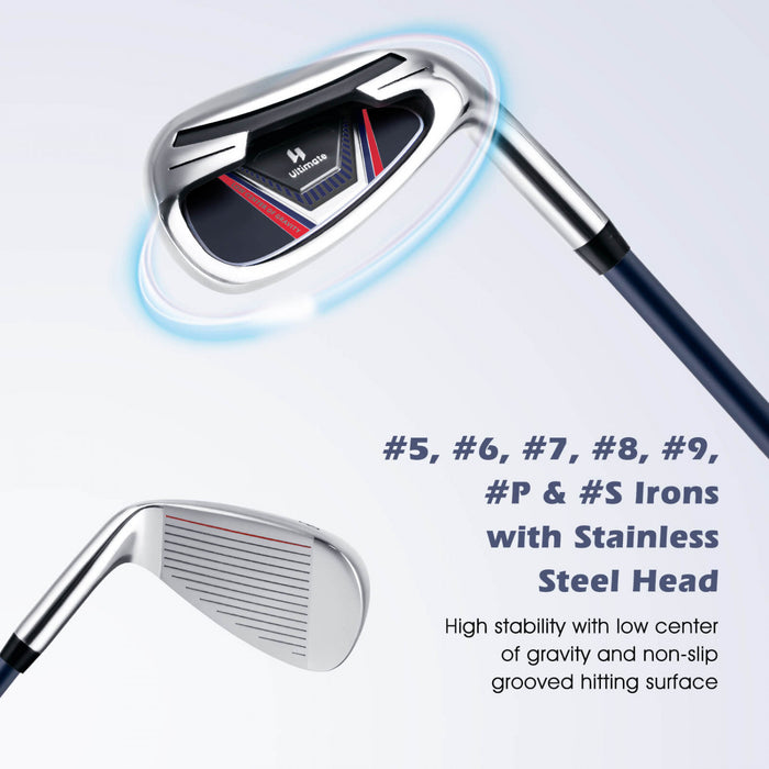 Ultimate Men's Complete Golf Club Set Golf Club Package Set Incl 460cc Avec Capuchon Bleu