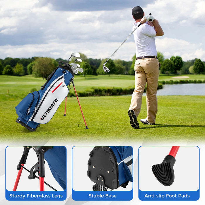 Ensemble Complet De 10 Clubs De Golf De Marque Costway Pour Hommes Avec Driver En Alliage Bleu