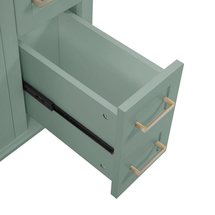 Savannah Meuble de salle de bain 30 pouces avec vasque en ceramique et armoire de rangement spacieux, Vert clair