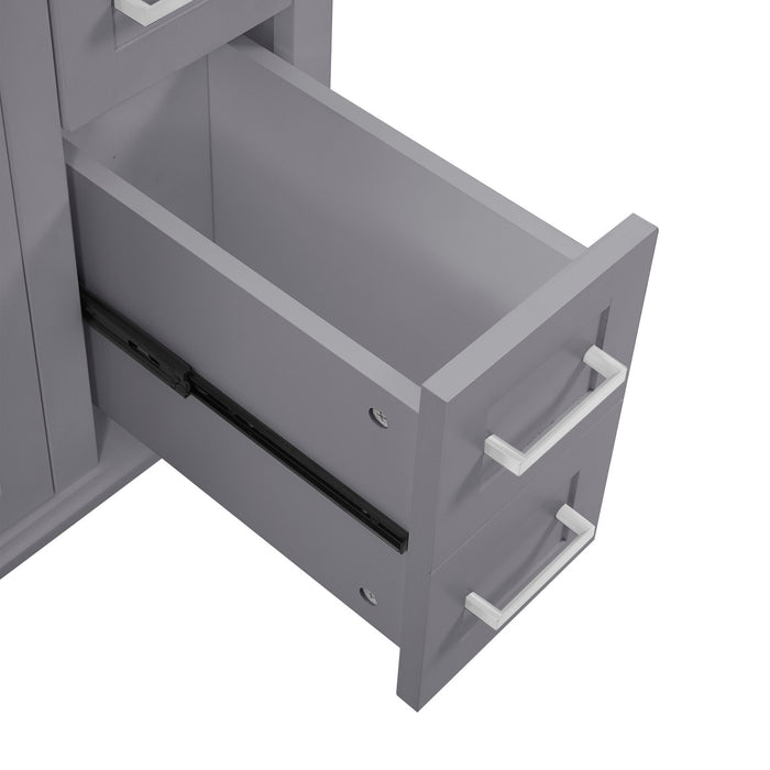 Savannah Meuble de salle de bain 30 pouces avec vasque en ceramique et armoire de rangement spacieux, Gris