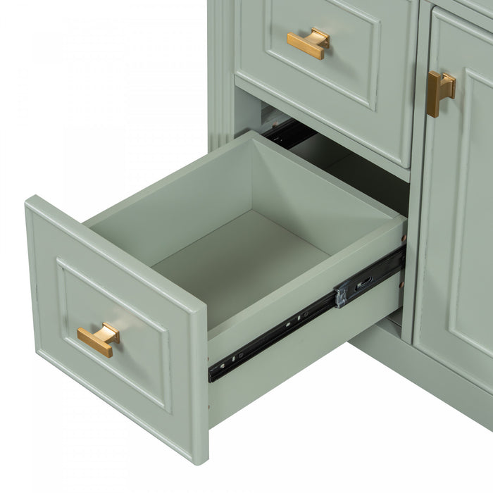 Olivia Meuble-lavabo de 30\" avec vasque en ceramique et bois caoutchouc massif, Vert