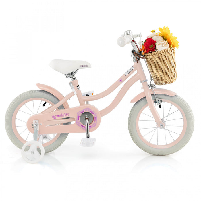 Prorider 14\" Velo Enfant Avec Roues D'entrainement Reglable Guidon Siege Frein A Main Rose