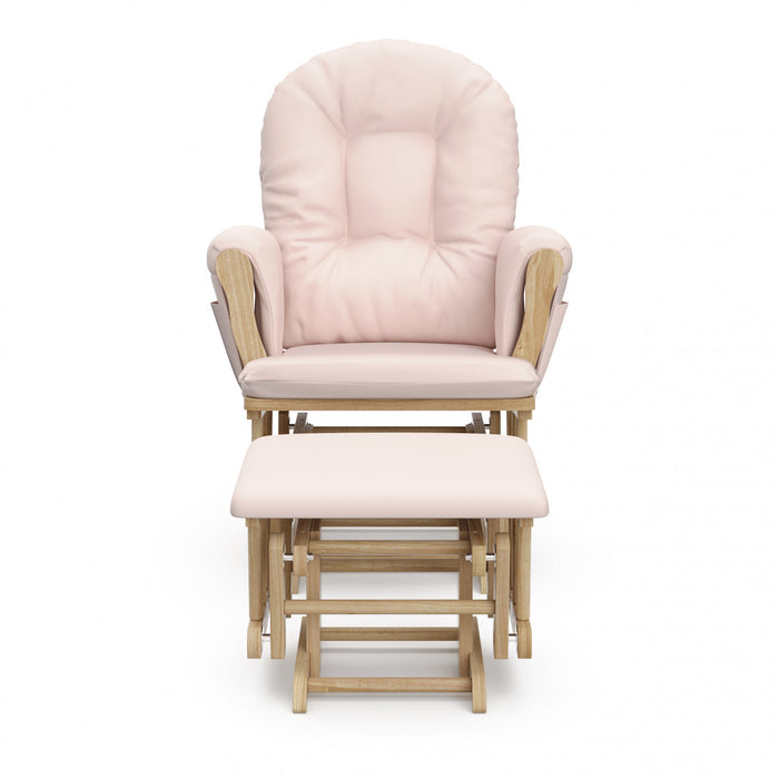Storkcraft Hoop Fauteuil bercant et pouf - Natural avec pink