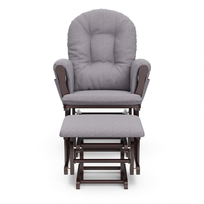 Storkcraft Hoop Fauteuil bercant et pouf - Espresso avec gris swirl