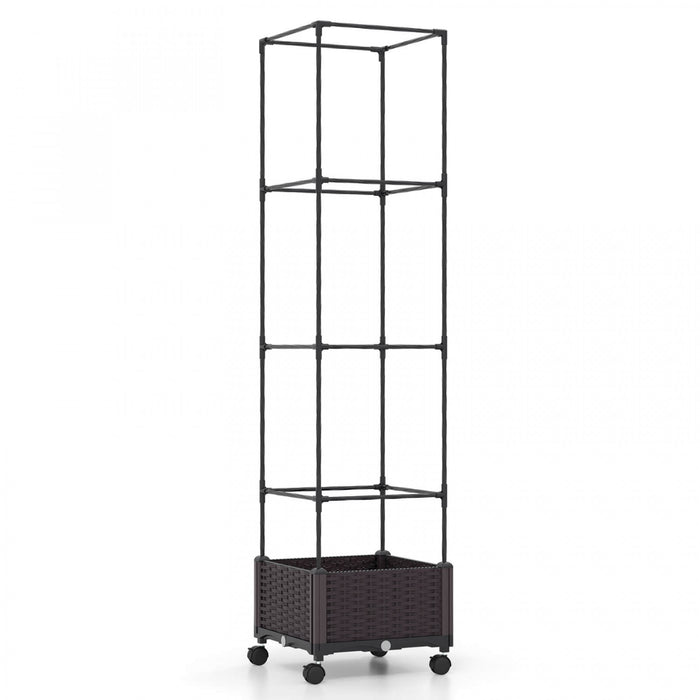 Costway 1 Pcs 67\" Planter Souleve Lit De Jardin Avec Planter Box & Trellis Hauteur Reglable