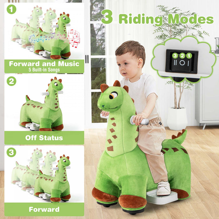 Costway 6v Kids Ride Sur Dinosaur Avec Pedale De Pied De Mer Rembourree Musique En Avant Et Roues