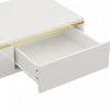 Lustra 39.4 Inch Modern High-Gloss Coffee Table with Dual Drawers and Gold Accents, White | Lustra Table Basse Moderne Haute Brillance 39.4 po avec Double Tiroirs et Accents Dores, Blanc