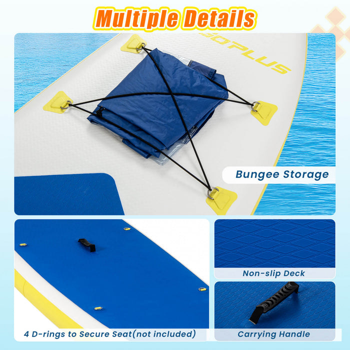 Goplus 11' Gonflable Stand Up Paddle Board Whth Accessoires Paddle Pompe A Main Kit De Reparation, Bleu Fonce