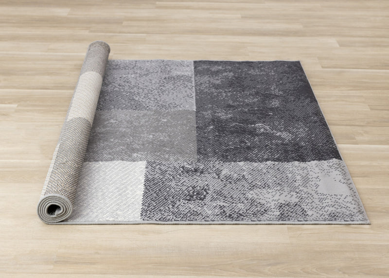 Tapis Florence a carres delaves gris, 5'3\" x 7'4\"