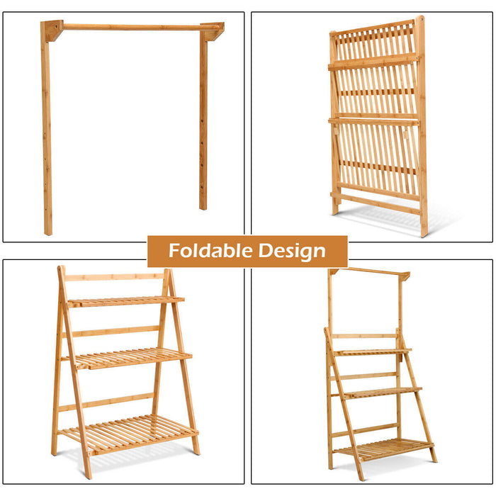 Etagere A Plantes Pliable En Bambou