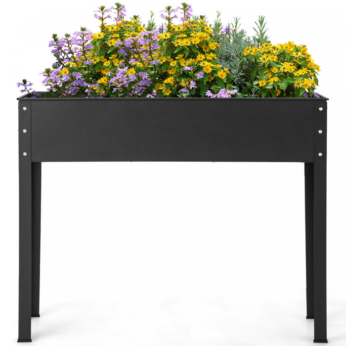 Costway 40\" Lit De Jardin Eleve Avec Les Jambes Metallique Eleve Planter Boite De Drainage Trou Arriere Cour