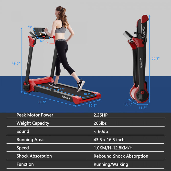 Tapis De Course Pliable 2,25cv Superfit Avec Haut-parleur Bluetooth