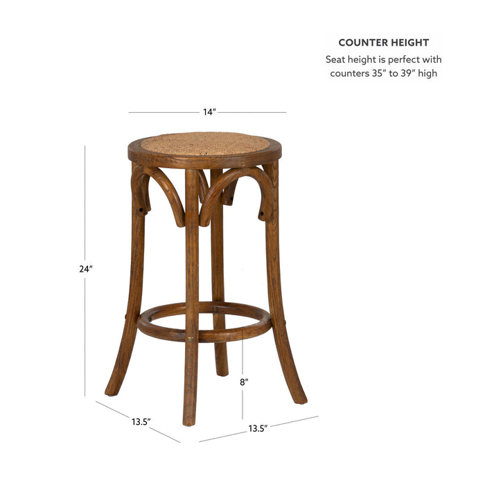 Tabouret Rae de hauteur comptoir en rotin et sans dossier - noyer