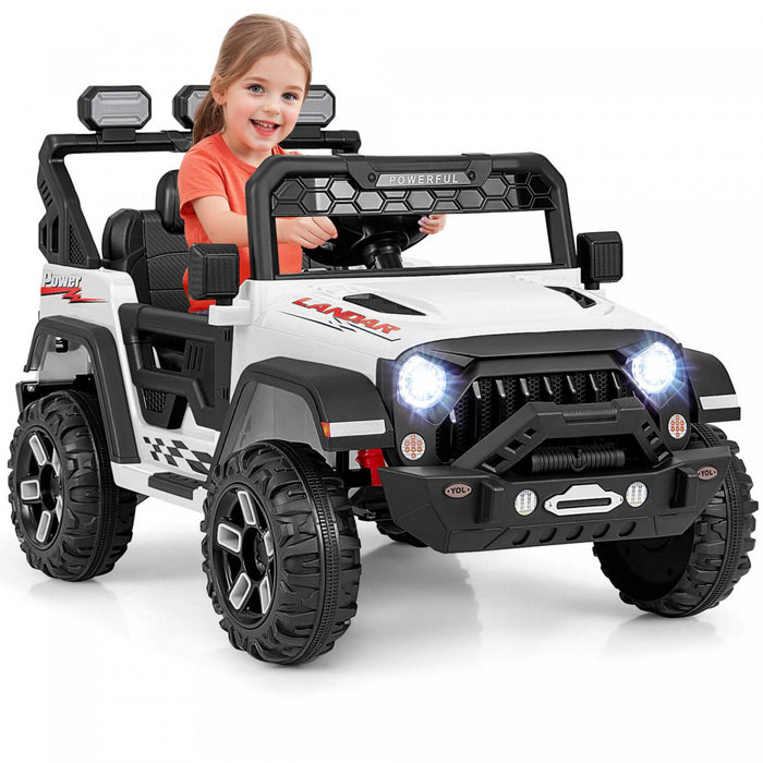 Costway 12v Enfants Roulent Sur Le Camion Avec La Suspension De Ressort Des Moteurs 2 * 12v Et La Telecommande Blanche
