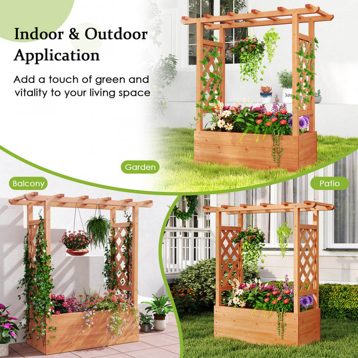 Costway 2 Pcs Lit De Jardin Eleve Avec Trellis Et Toit Suspendu Drainage Eleve Planter Boite