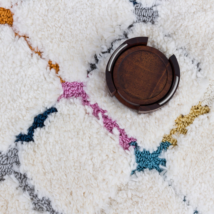 Carpette à poil long Lola à motif de treillis - 2 pi 7 po x 8 pi