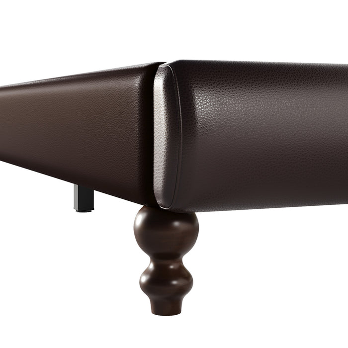 Cadre de lit plateforme en simili cuir Emma avec tete de lit, taille Queen, marron fonce