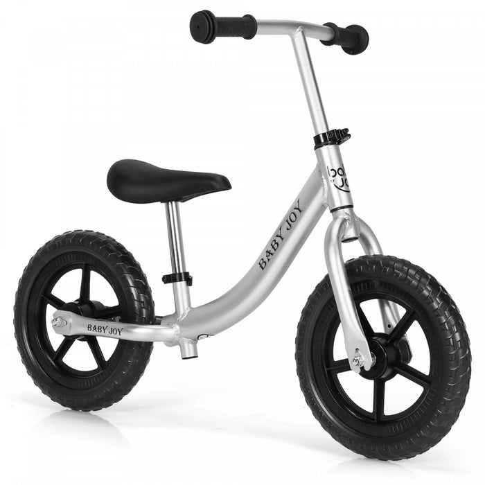Velo D'equilibre En Aluminium Pour Enfants, Velo A Pousser Pour Tout-petits Avec Siege De Guidon Reglable, Pneus En Mousse Eva De 30,5 Cm, Velo D'equilibre Pour Tout-petits Et Enfants, Adapte Aux Enfants De Plus De 2 Ans, Noir Et Argent