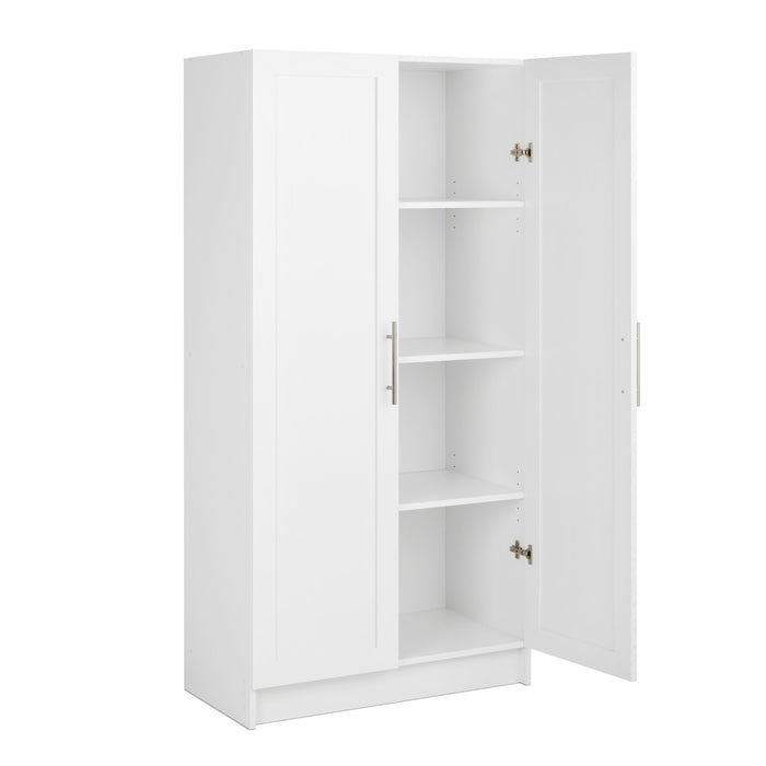 Armoire d’appoint de rangement Elite avec portes à panneaux et 3 tablettes - blanche