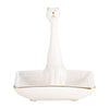 Porte-bagues chat carré en porcelaine - blanc et doré