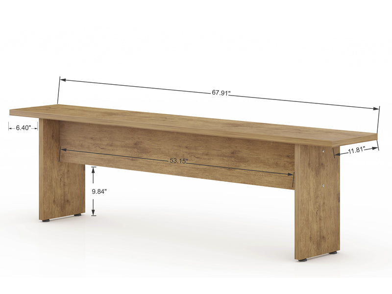 Banc champêtre rustique Nomad de Manhattan Comfort de 67,91 po pour la salle à manger - naturel