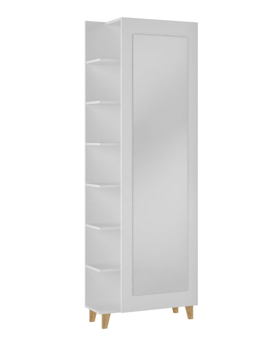 Armoire à chaussures Minetta de Manhattan Comfort de style milieu du 20e siècle pour 14 paires - blanche