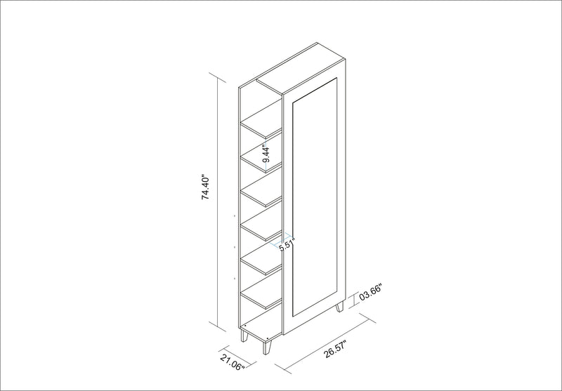 Armoire à chaussures Minetta de Manhattan Comfort de style milieu du 20e siècle pour 14 paires - blanche