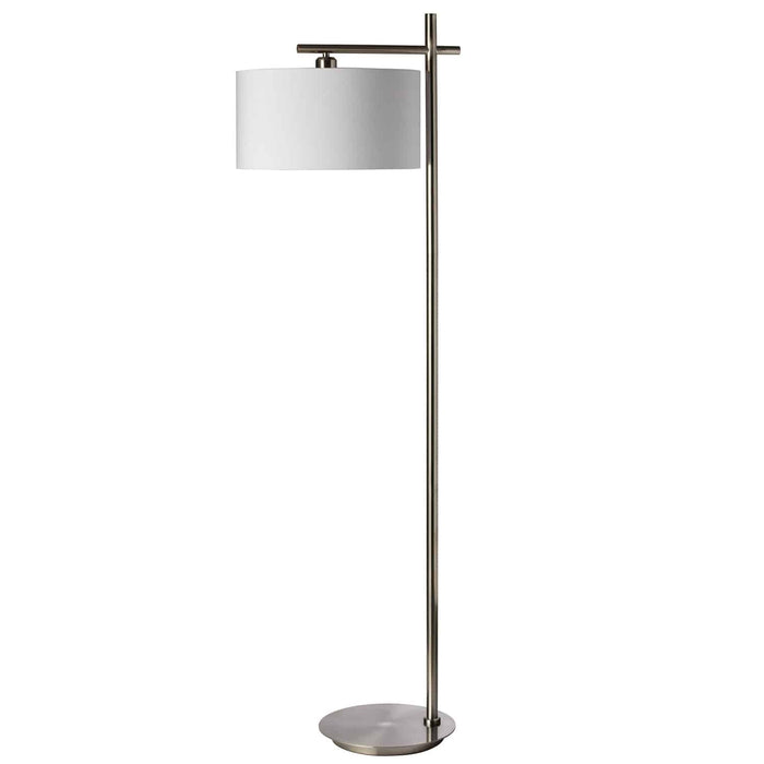 Lampe à pied de Dainolite avec abat-jour blanc, fini chromé satiné et 1 ampoule