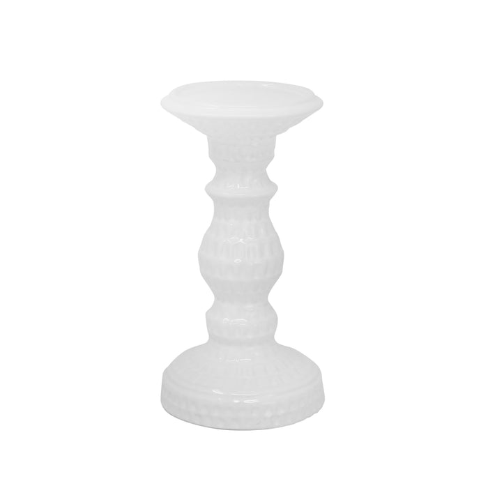 Bougeoir de 8 po en céramique avec fossettes - blanc