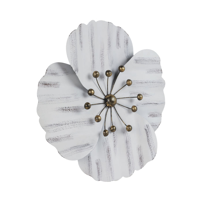 Fleur murale de 18 po en métal - blanche