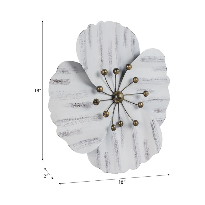 Fleur murale de 18 po en métal - blanche