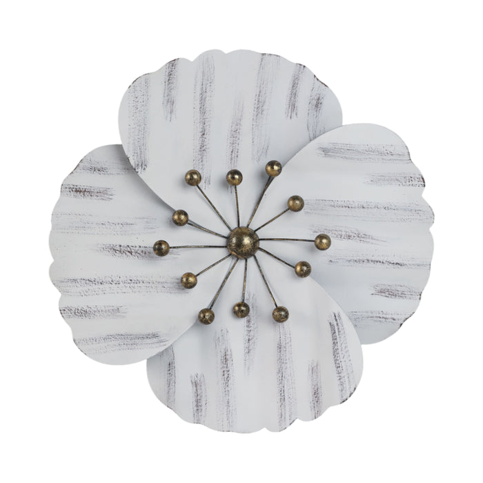 Fleur murale de 18 po en métal - blanche