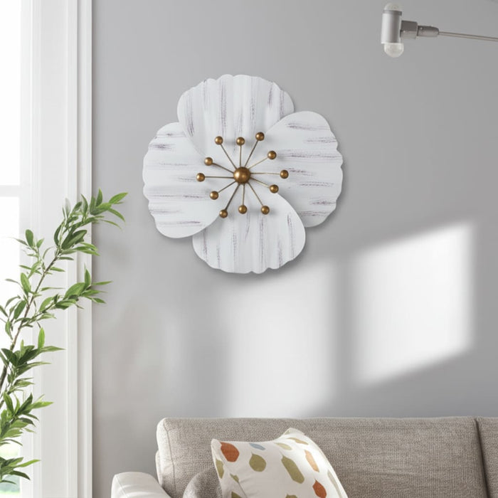 Fleur murale de 18 po en métal - blanche