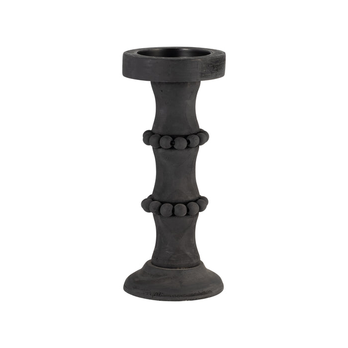 Bougeoir antique de 11 po en bois - noir