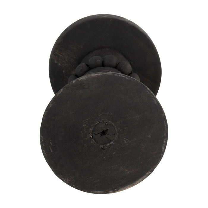 Bougeoir antique de 11 po en bois - noir