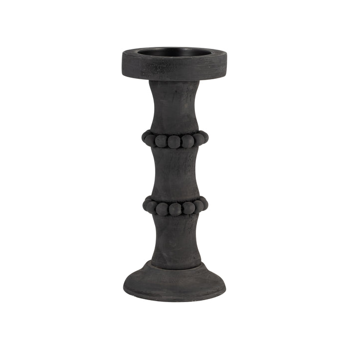Bougeoir antique de 11 po en bois - noir