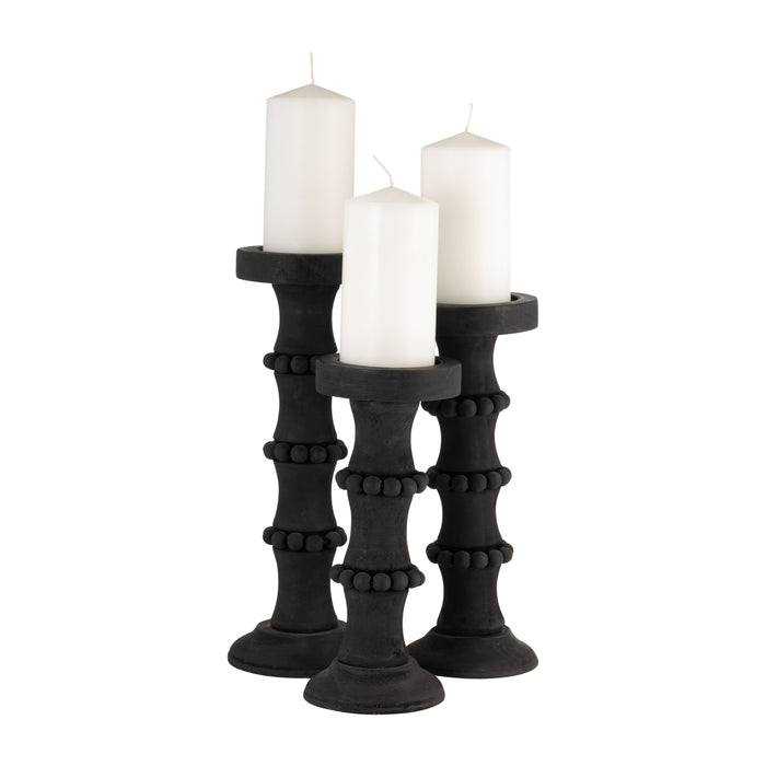 Bougeoir antique de 11 po en bois - noir