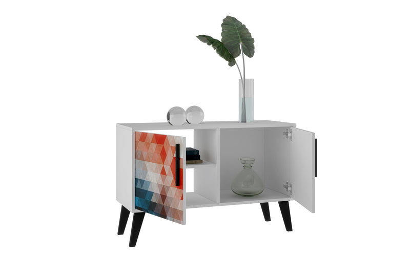 Armoire décorative Amsterdam de Manhattan Comfort de style moderne du milieu du 20e siècle avec 3 tablettes - multicolore