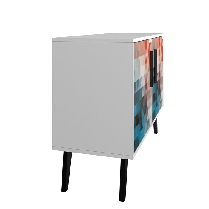 Armoire décorative Amsterdam de Manhattan Comfort de style moderne du milieu du 20e siècle avec 3 tablettes - multicolore