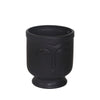 Vase de 6 po en céramique avec visage et base - noir